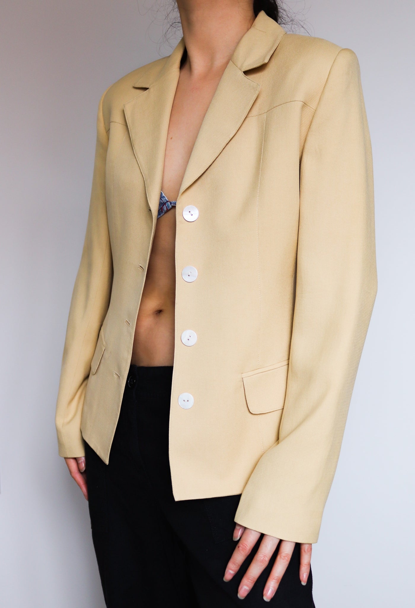 VINTAGE PALE YELLOW  SUIT COAT BLAZER JACKET