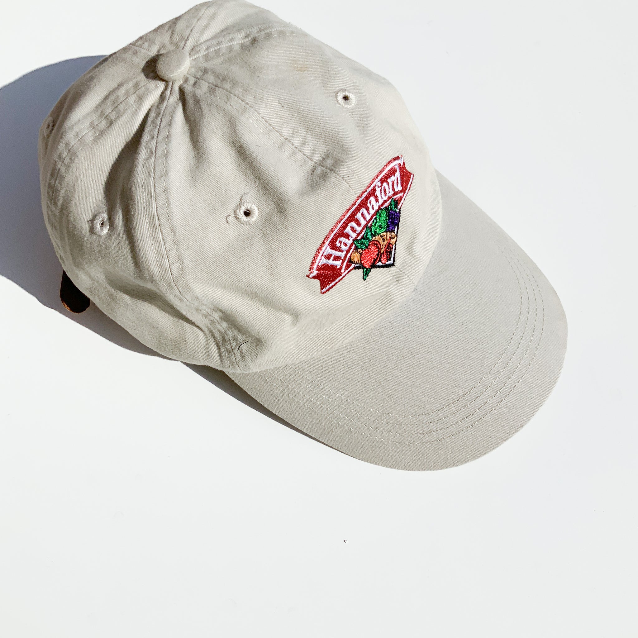 VINTAGE BEIGE BROWN HANNAFORD BROTHERS COMPANY HAT CAP