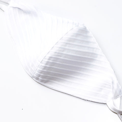 WHITE STRIPY COTTON 3 LAYERS WITH FILTER POCKET NON MEDICAL TAILOR MADE FACE MASK FOR KID TEEN WOMEN LADIES MEN