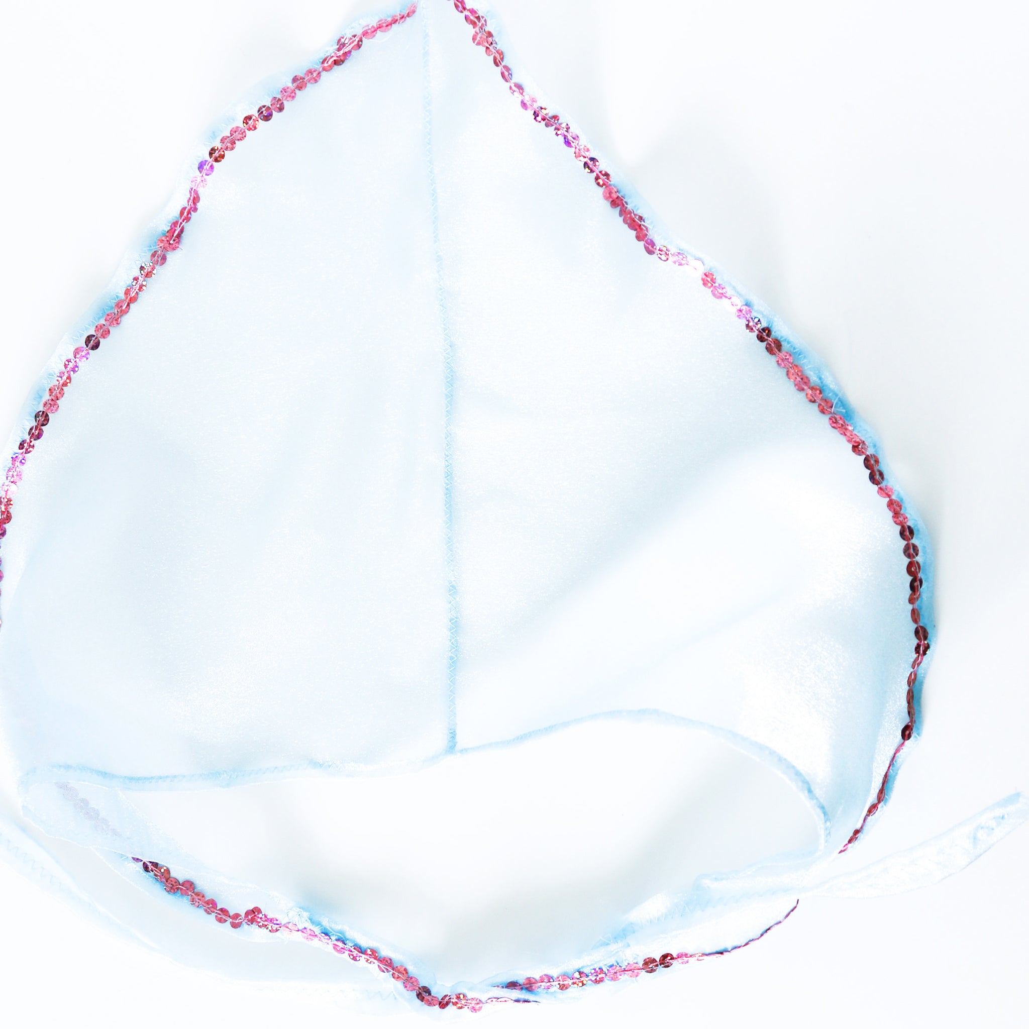 LITTLE FAIRY MAID 90S STYLE PINK SEQUINS SHEER SHIMMER BLUE HANDKERCHIEF BANDANA HEADBAND