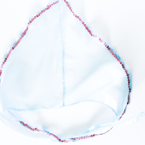 LITTLE FAIRY MAID 90S STYLE PINK SEQUINS SHEER SHIMMER BLUE HANDKERCHIEF BANDANA HEADBAND