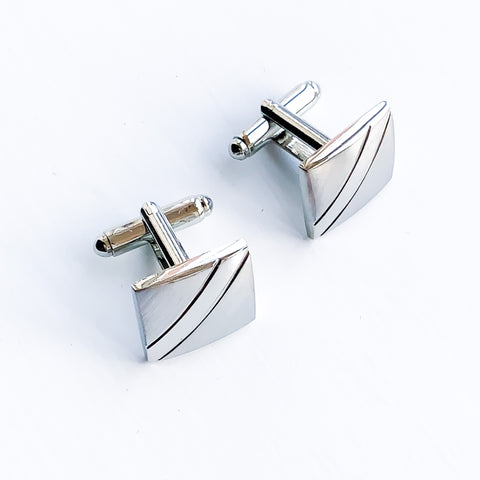 MEN SQUARE SILVER MATT SHINE FINISH CUFFLINKS
