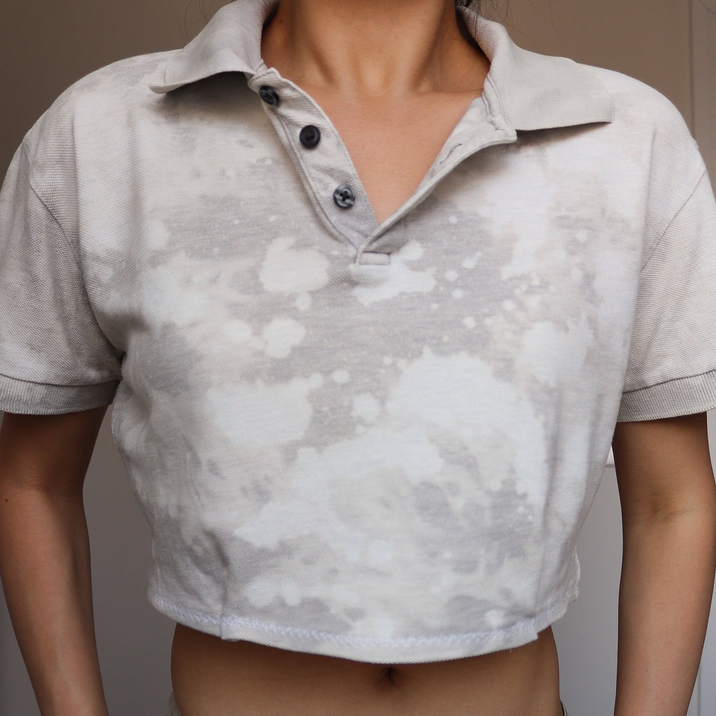 grey multi  colour polo crop short tee t shirt top