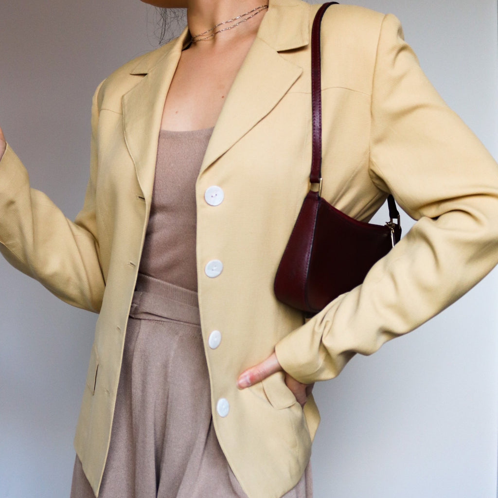 VINTAGE PALE YELLOW  SUIT COAT BLAZER JACKET