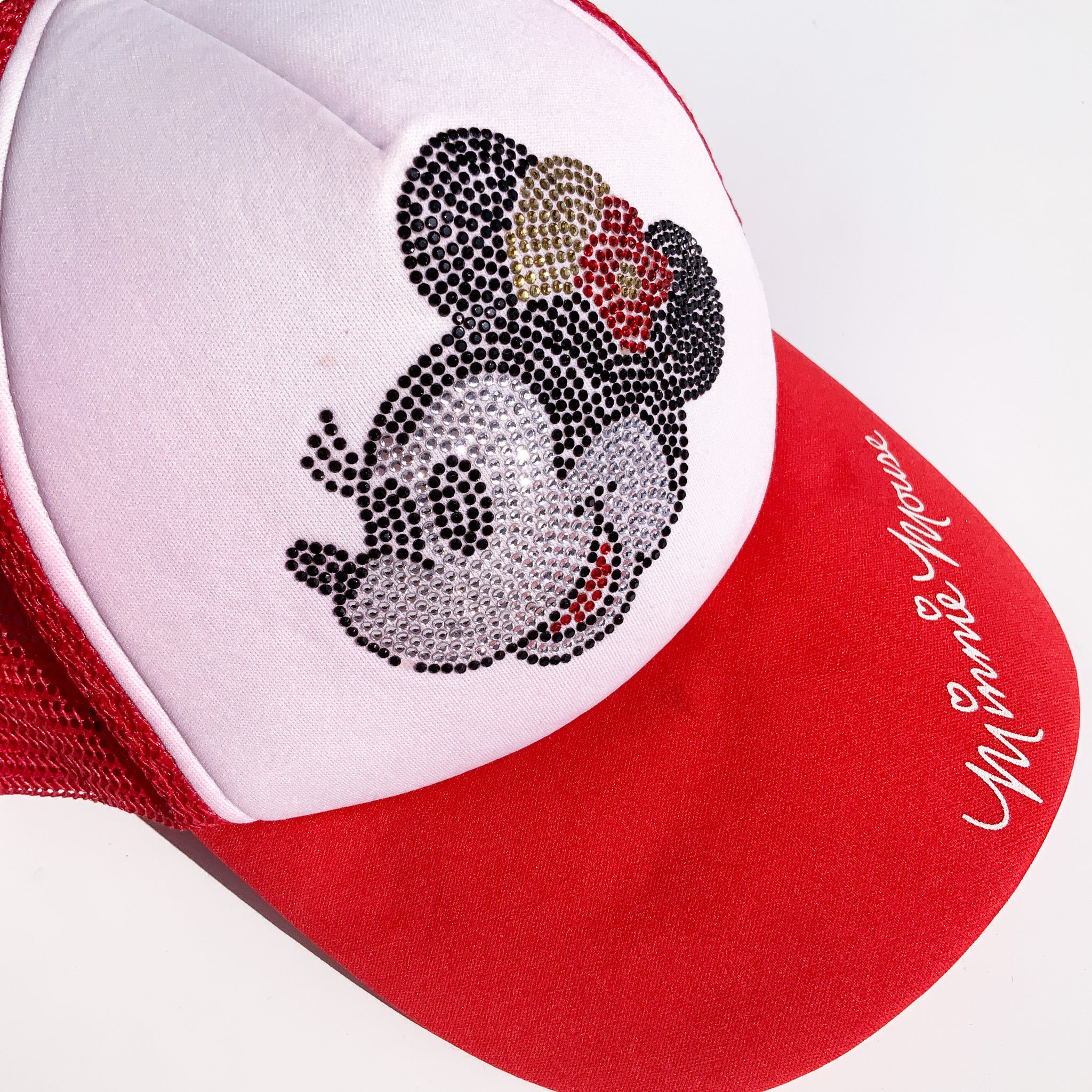 90s Y2k 00s VINTAGE DISNEY DIAMANTE STONES MINNIE MOUSE BASEBALL RED ADULT HAT