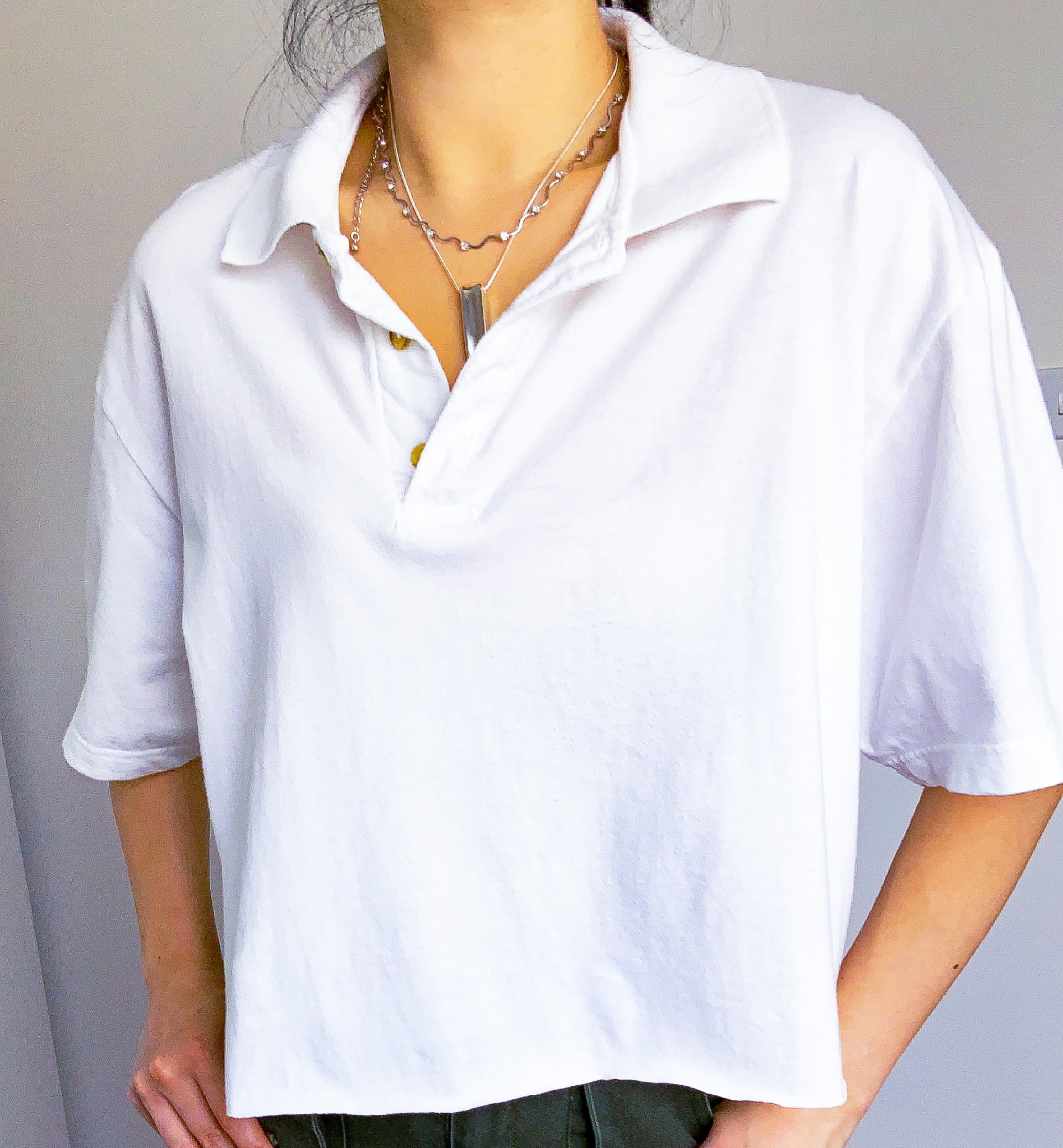 90s Y2k VINTAGE WASHED WHITE BOXY CROP TEE TOP