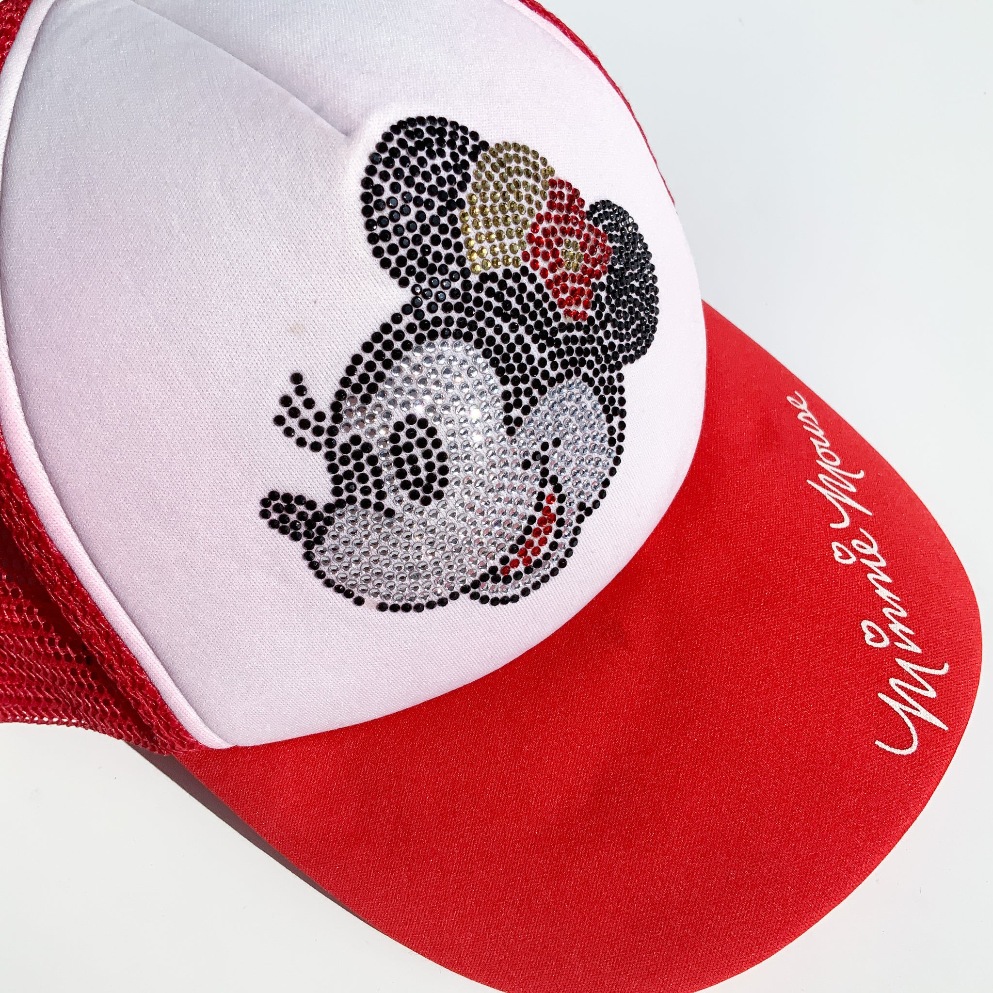 90s Y2k 00s VINTAGE DISNEY DIAMANTE STONES MINNIE MOUSE BASEBALL RED ADULT HAT