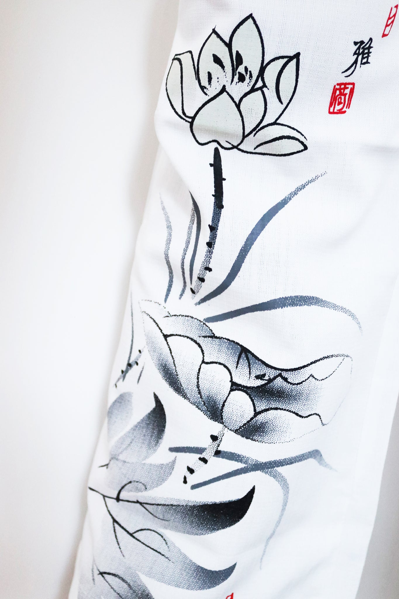 90s Y2K 00s VINTAGE LOTUS FLOWER FLORAL  WHITE LINEN BLENDED TROUSERS