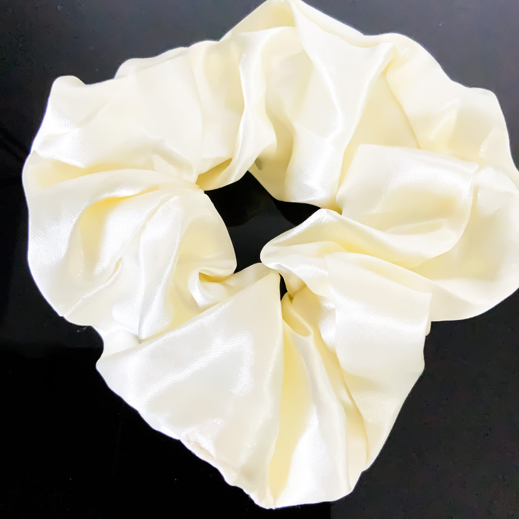 CREAM WHITE SATIN SCRUNCHIE HAIRBAND HAIR ACCESSORIES