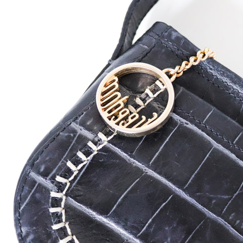 90S Y2K 2000S VINTAGE ROBERTO CAVALLI BLACK REAL LEATHER LONG SHOULDER BAG