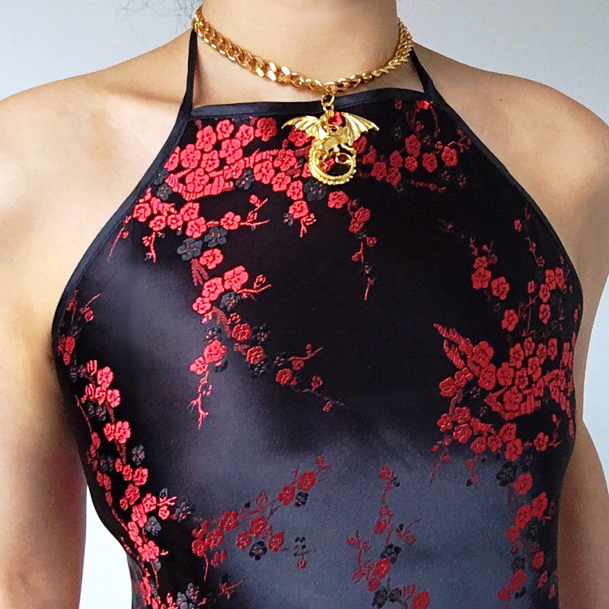 PLUM BLOSSOM SILKY TOP