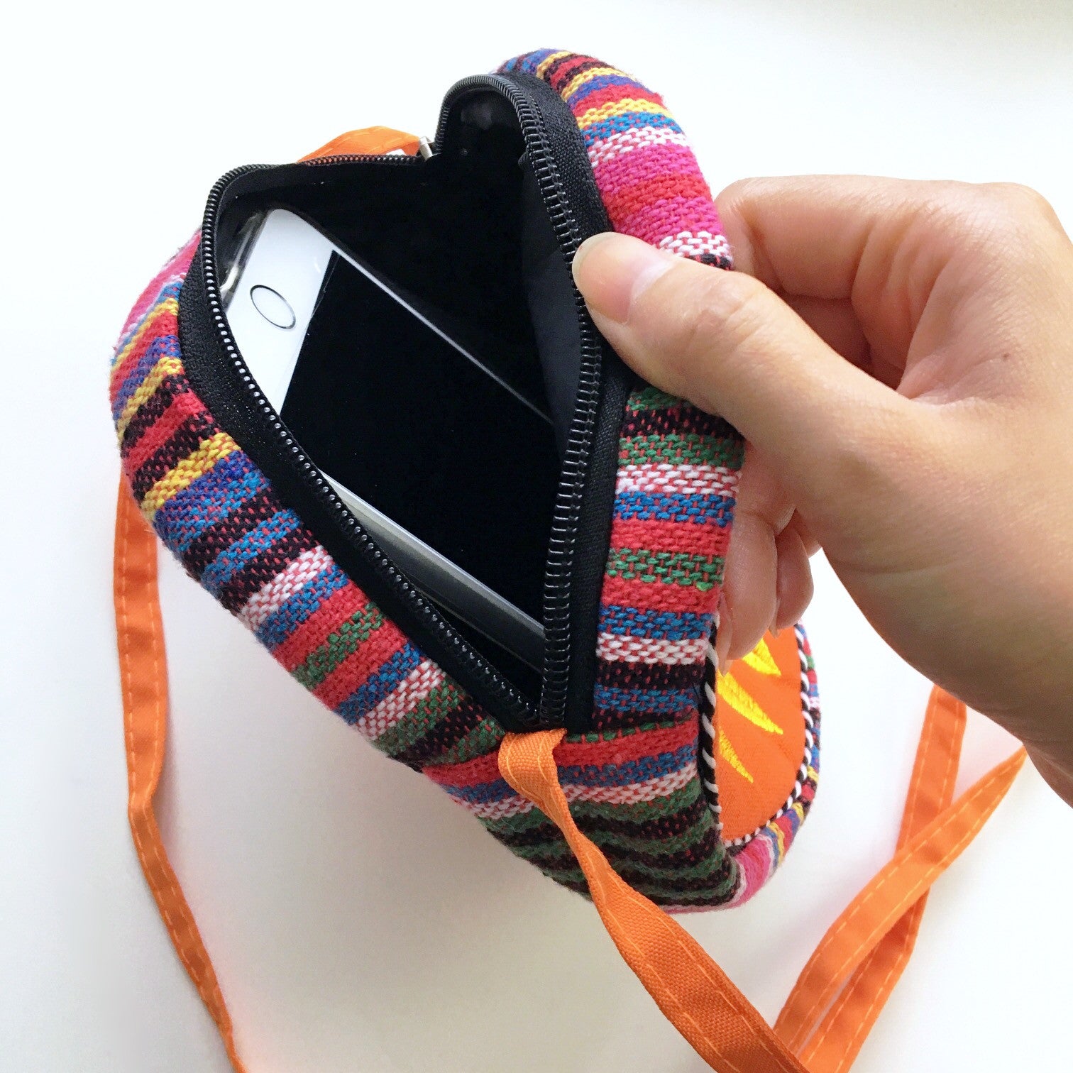 ROUND TRIBAL FLORAL SUNFLOWER EMBROIDERED CROSS BODY BAG