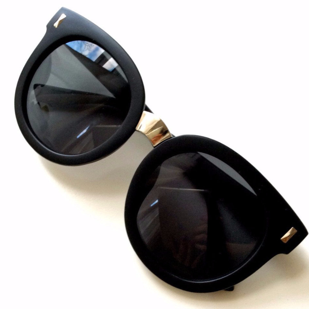 CAT EYE MATT FRAME BLACK LENS SUNGLASSES