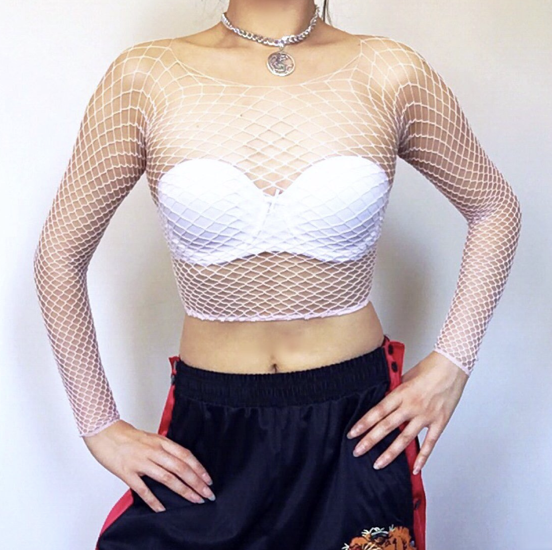 COLOURED STRETCHY FISHNET TOP