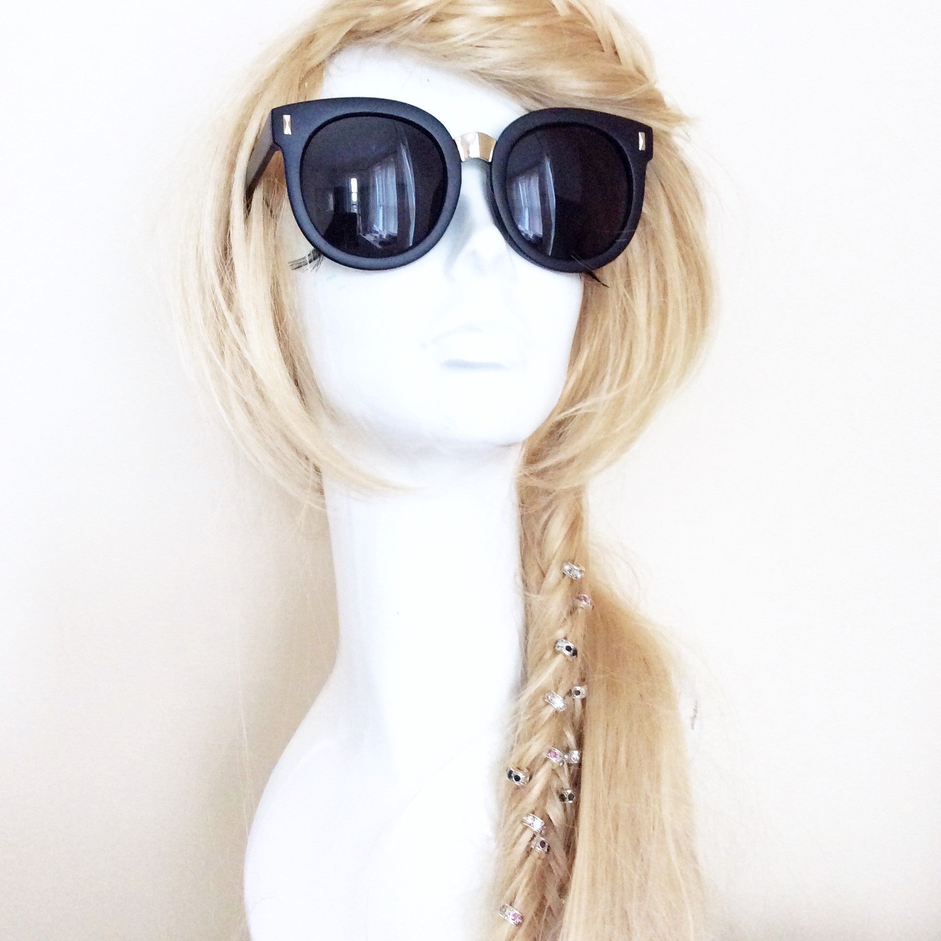 CAT EYE MATT FRAME BLACK LENS SUNGLASSES