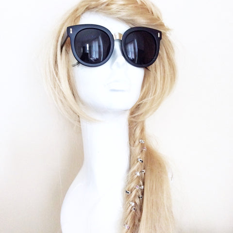 CAT EYE MATT FRAME BLACK LENS SUNGLASSES