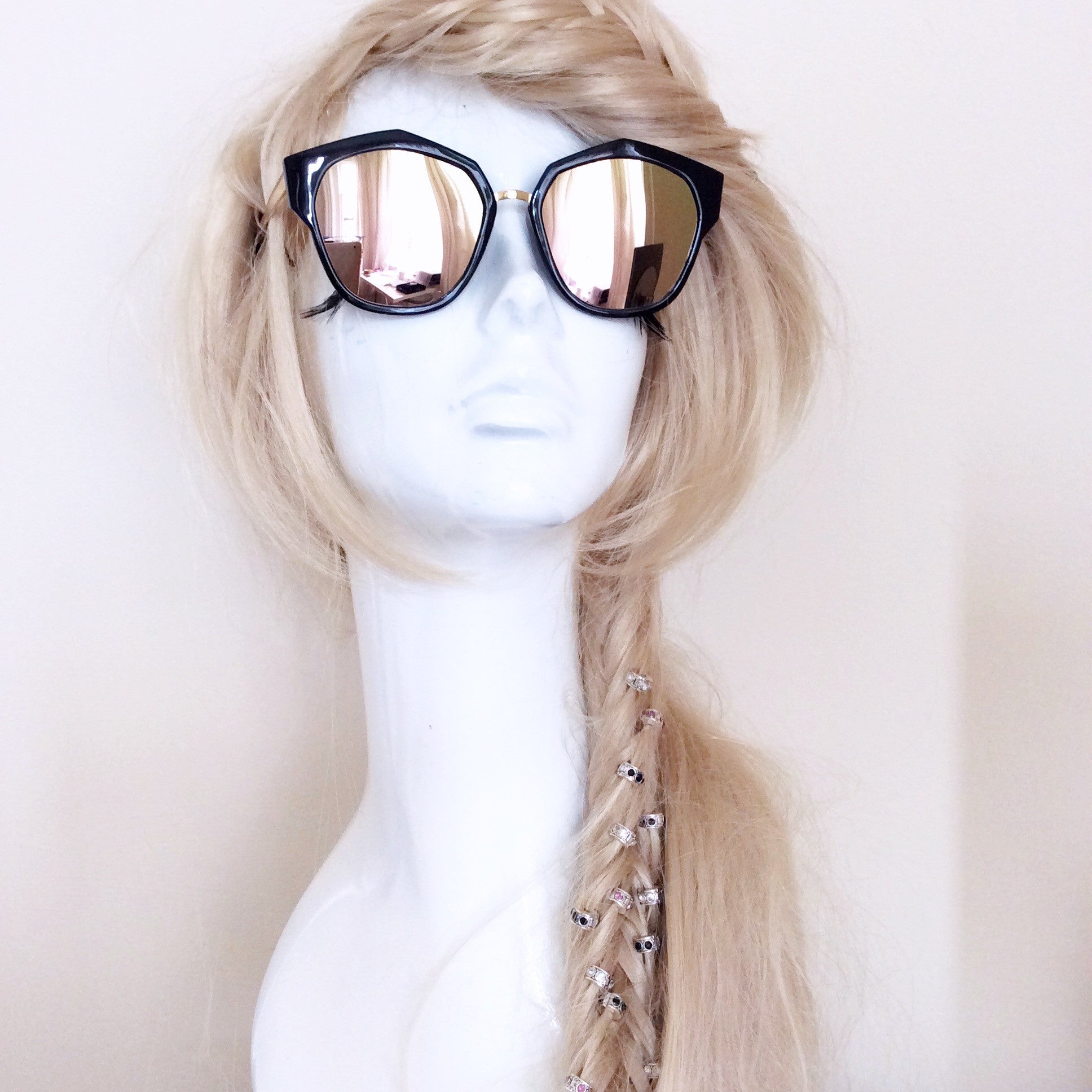 CAT EYE VINTAGE GOLD ROSE MIRROR SUNGLASSES