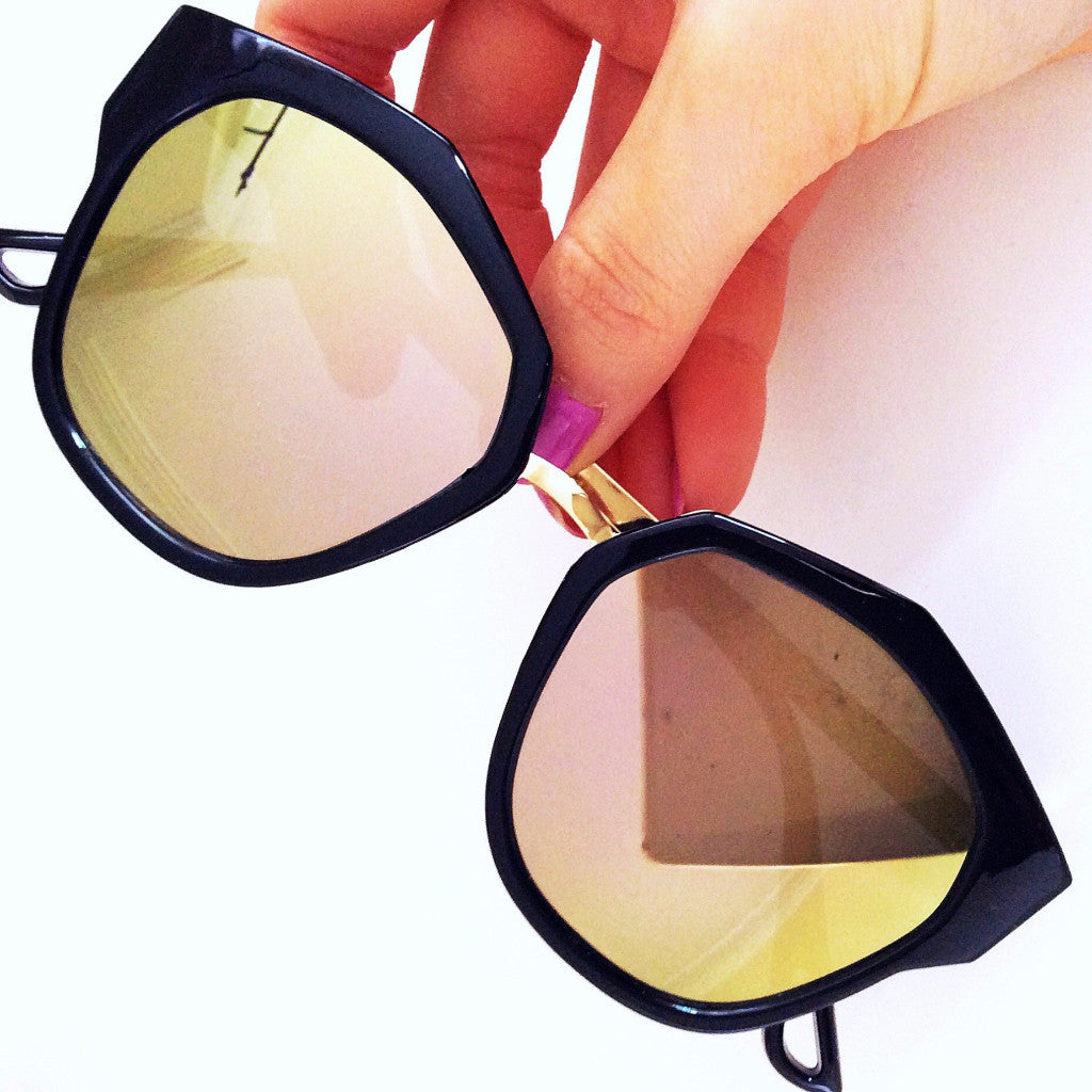 CAT EYE VINTAGE GOLD ROSE MIRROR SUNGLASSES