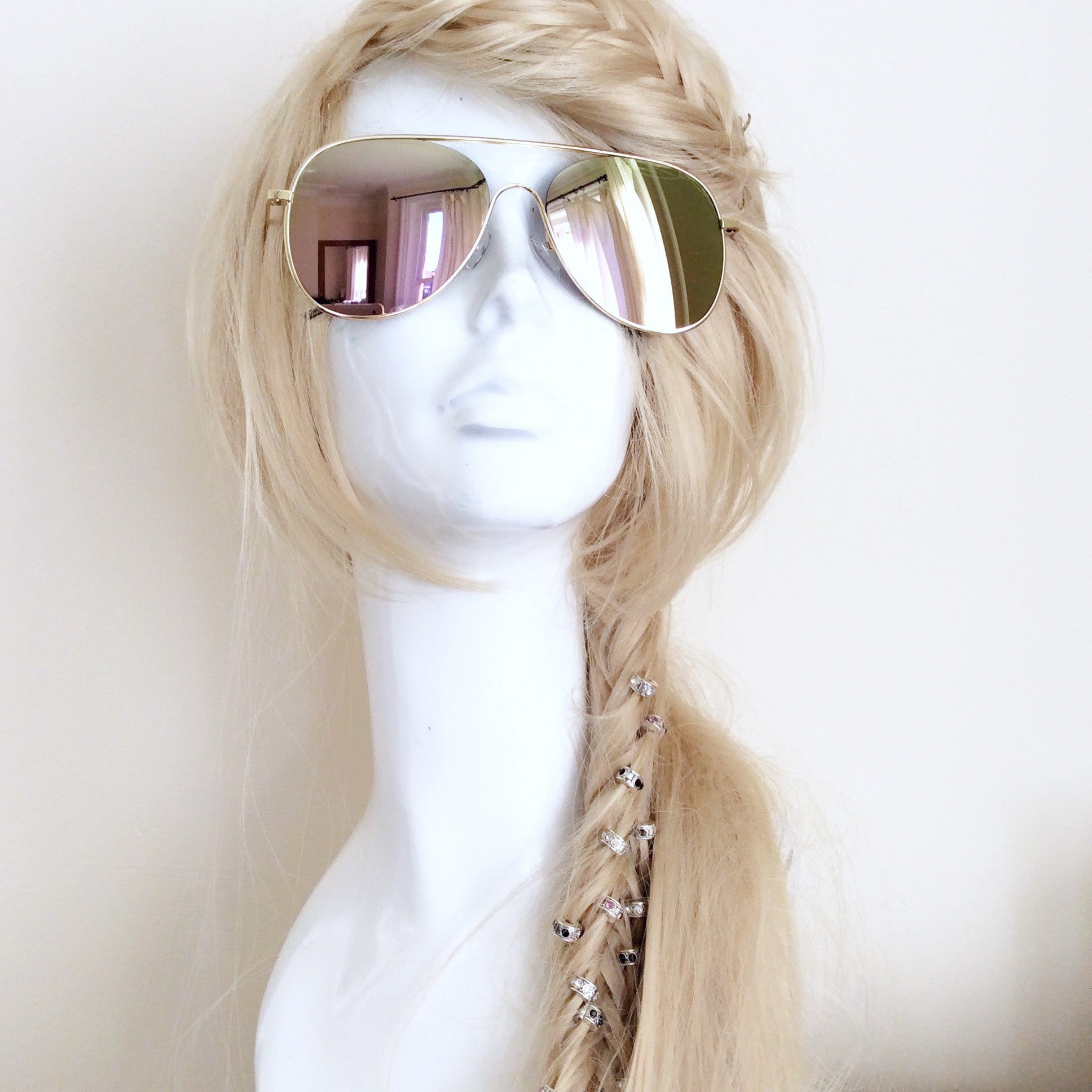 RETRO GOLD FRAME ROSE GOLD LENS AVIATOR SUNGLASSES