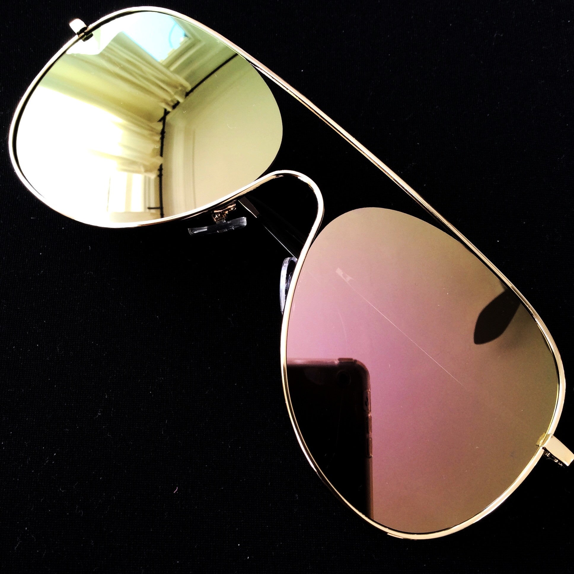 RETRO GOLD FRAME ROSE GOLD LENS AVIATOR SUNGLASSES