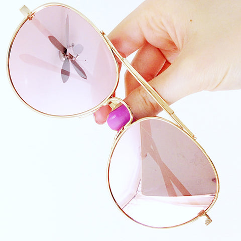 RETRO GOLD FRAME ROSE GOLD MIRROR SUNGLASSES