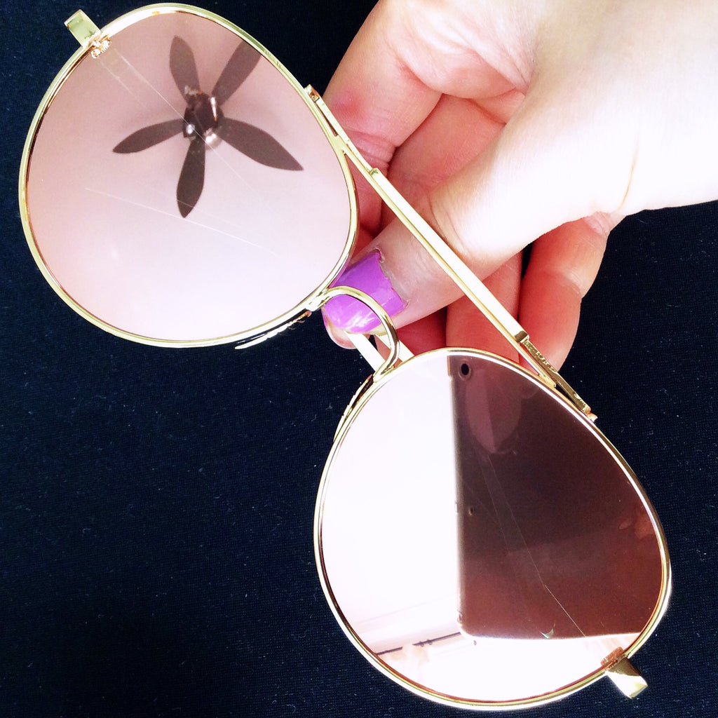 RETRO GOLD FRAME ROSE GOLD MIRROR SUNGLASSES