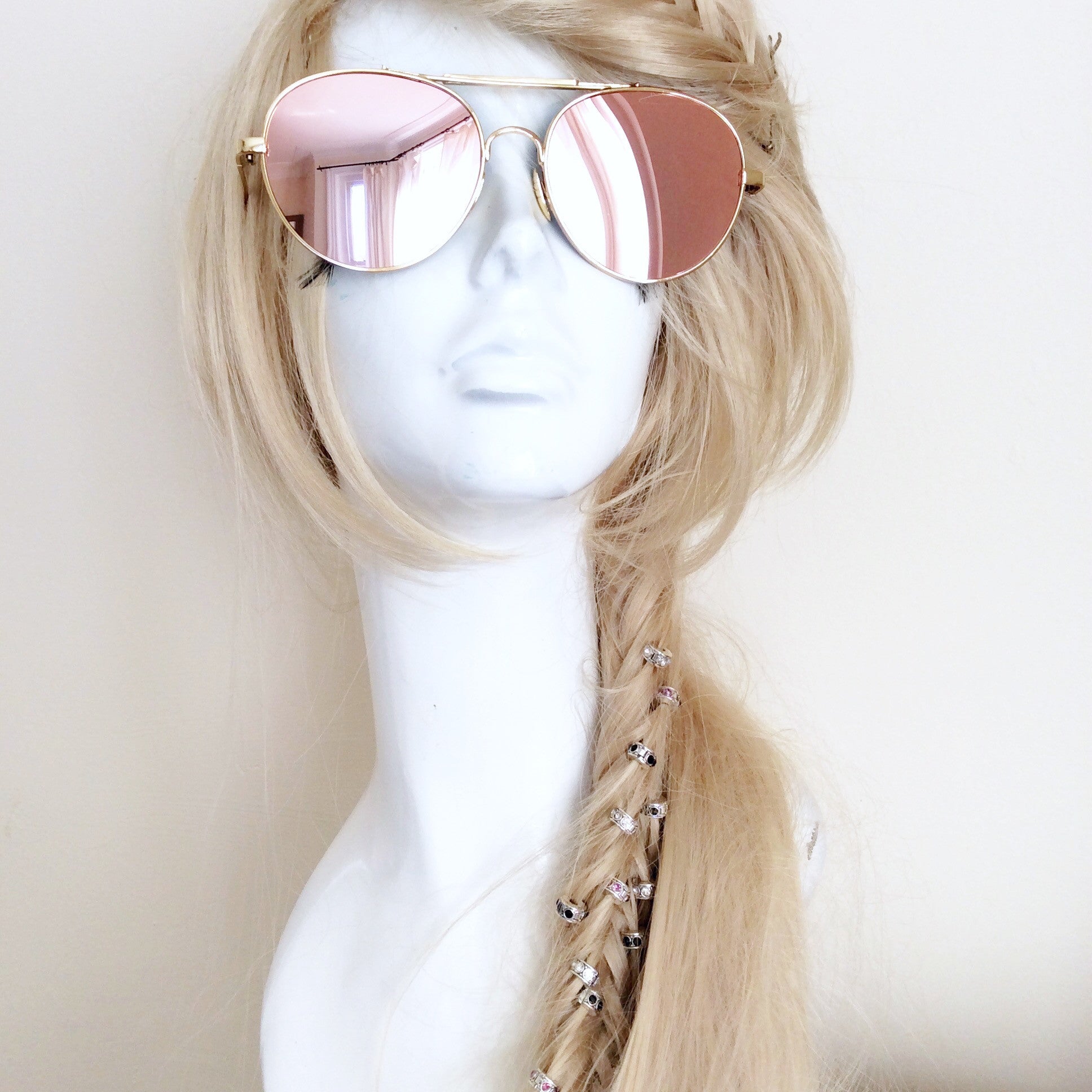 RETRO GOLD FRAME ROSE GOLD MIRROR SUNGLASSES