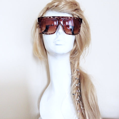 UNISEX LEOPARD FRAME BROWN LENS SUNGLASSES