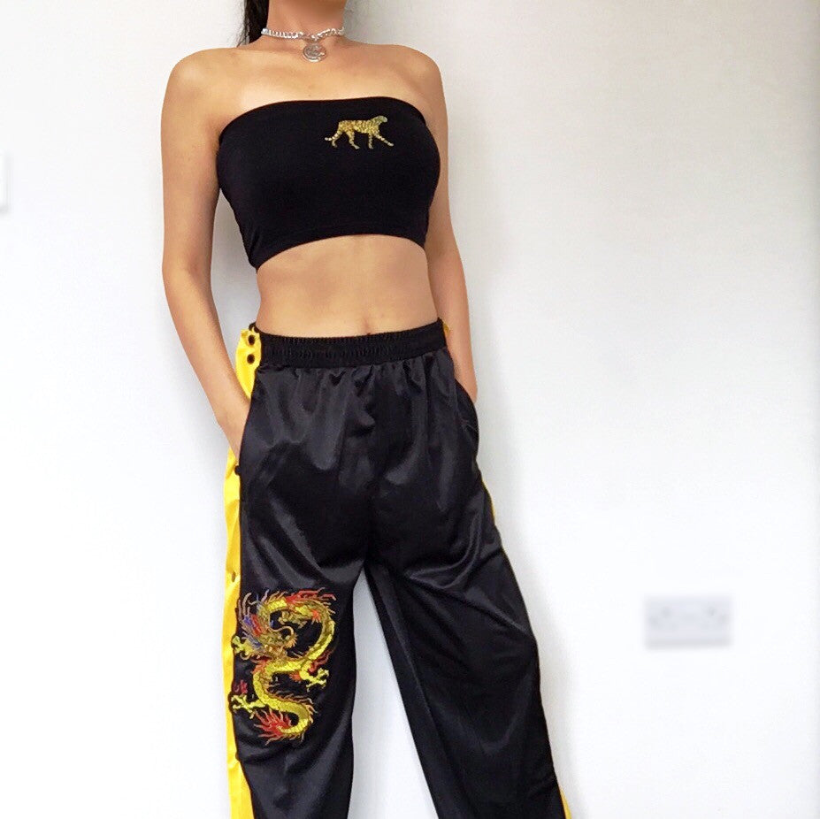 CHEETAH BLACK STRETCHY TUBE TOP