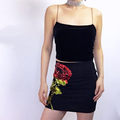 SEQUINS ROSE SKIRT WITH INNER SHORTS