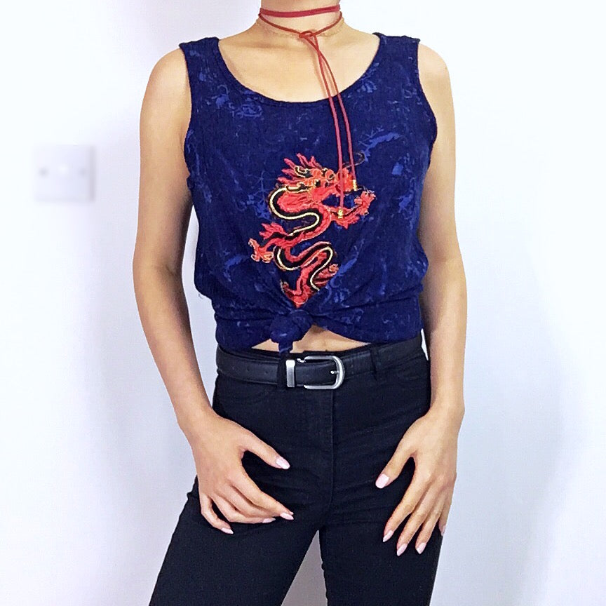 DEEP BLUE DRAGON VEST TOP