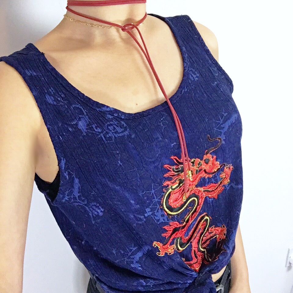 DEEP BLUE DRAGON VEST TOP