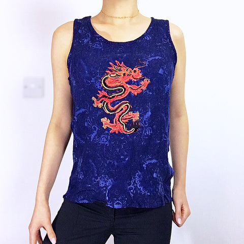DEEP BLUE DRAGON VEST TOP