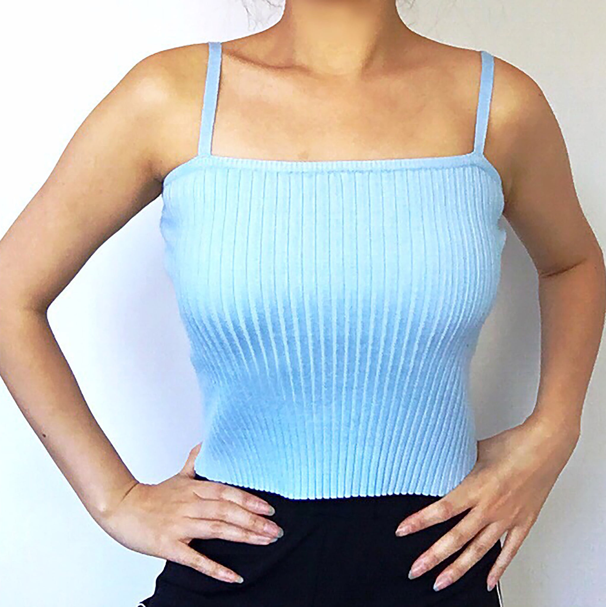 RIB KNIT STRETCHY VEST TOP
