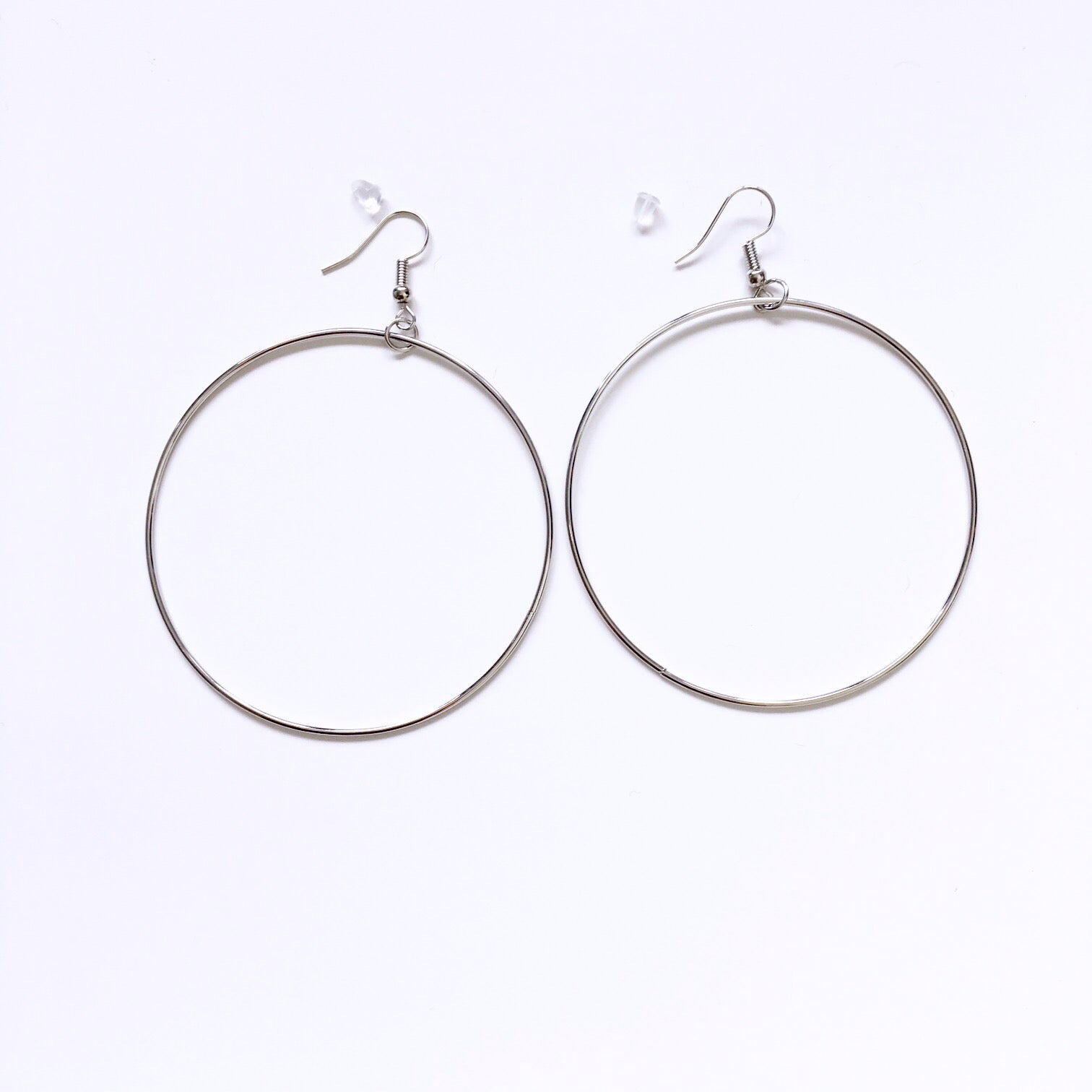 FINE THIN CIRCLE HOOP PENDANT EARRINGS