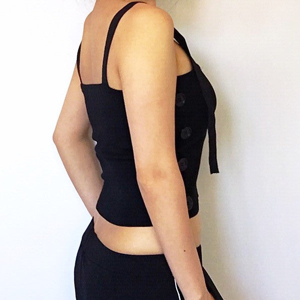 BUCKLE STRAP KNIT STRETCHY VEST TOP