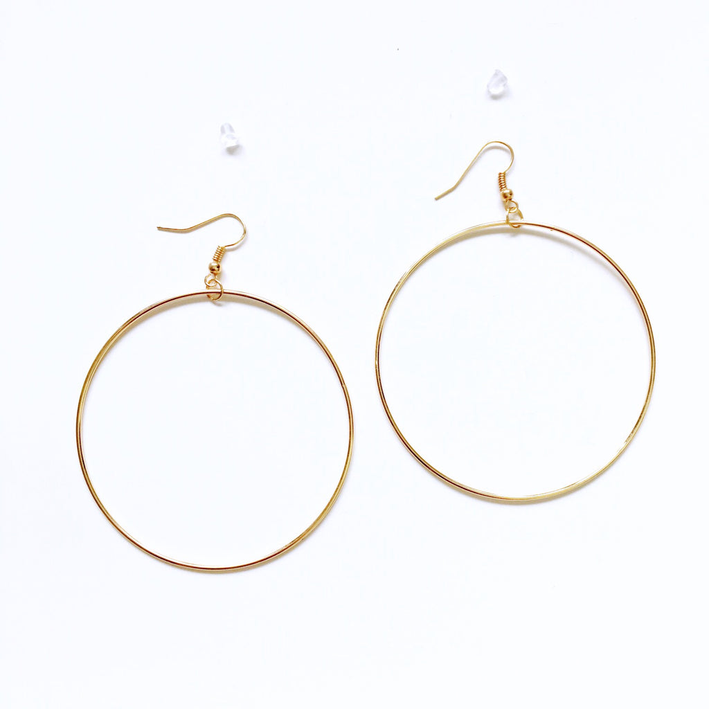 FINE THIN CIRCLE HOOP PENDANT EARRINGS