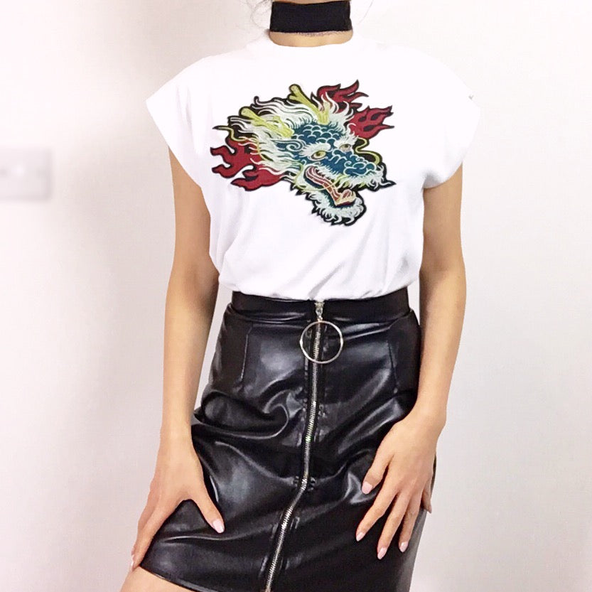 WHITE DRAGON TEE TOP
