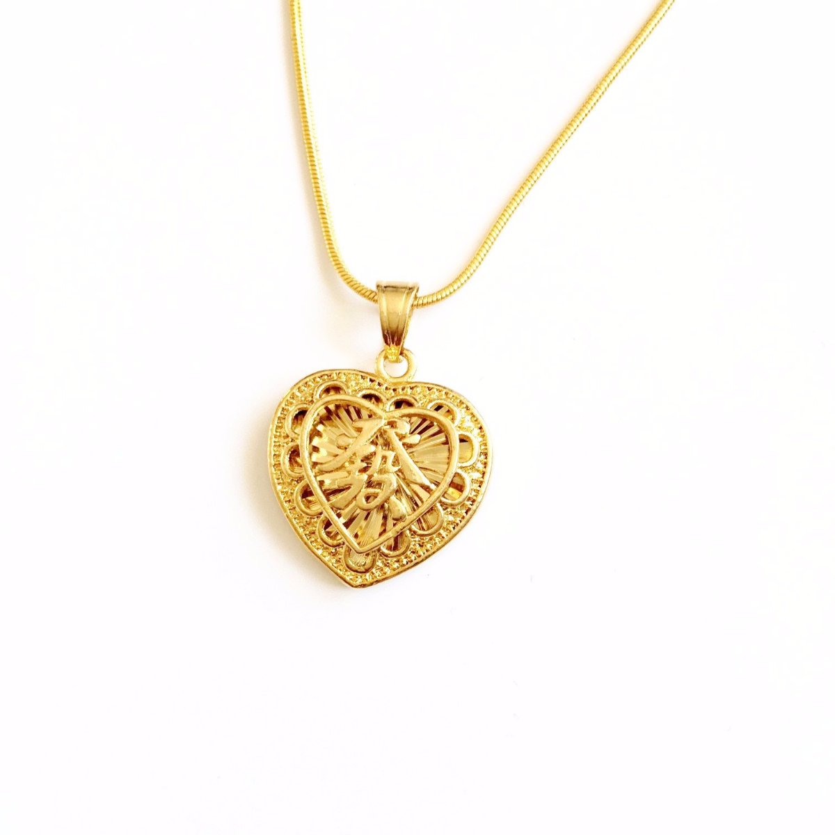 "FA" HEART PENDANT NECKLACE