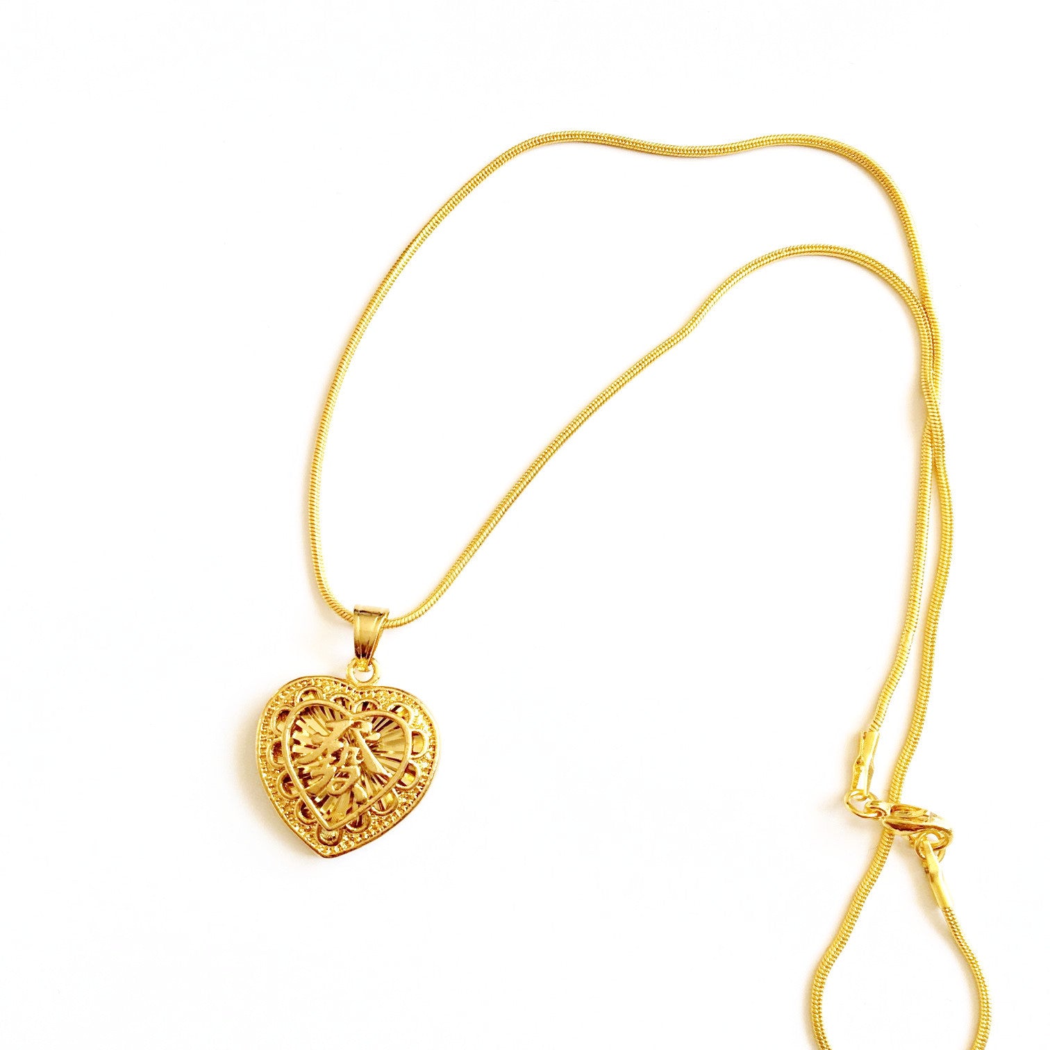 "FA" HEART PENDANT NECKLACE