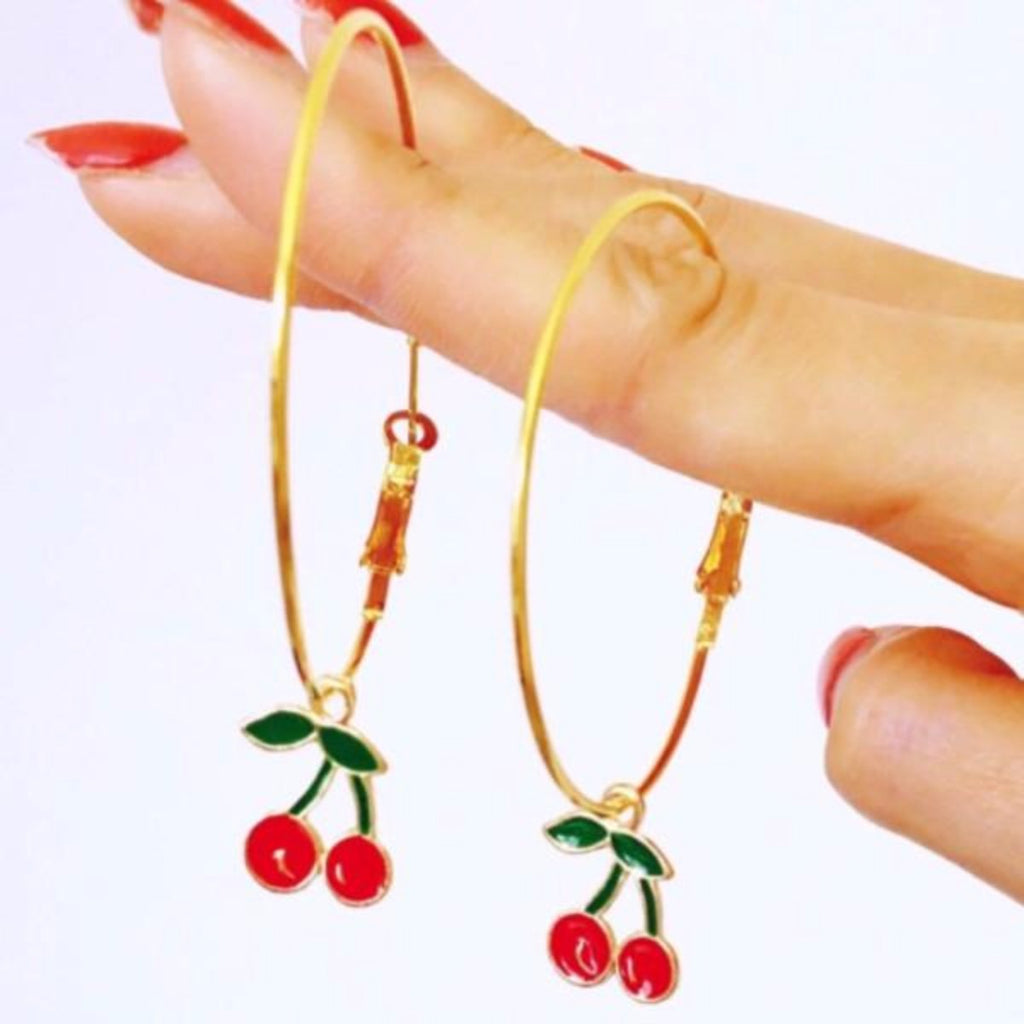 CHERRY LARGE HOOP EARRINGS