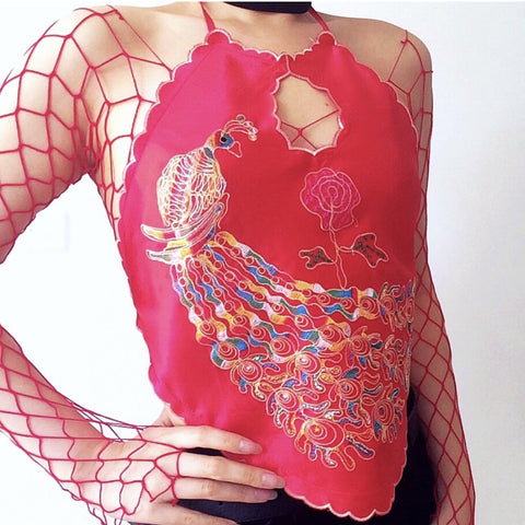 PEACOCK ROSE SILKY TOP