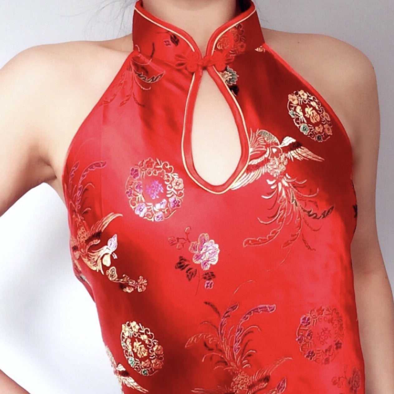 Y2K 90S 00S PHOENIX COLLAR SILKY TOP