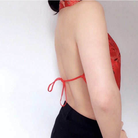 Y2K 90S 00S PHOENIX COLLAR SILKY TOP