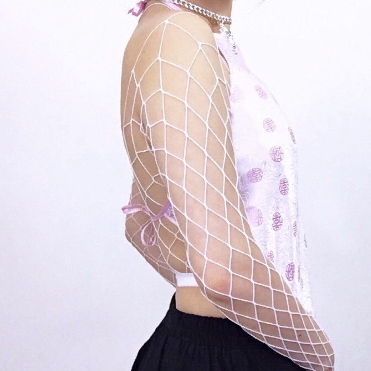 PINK COIN PATTERN SILKY TOP