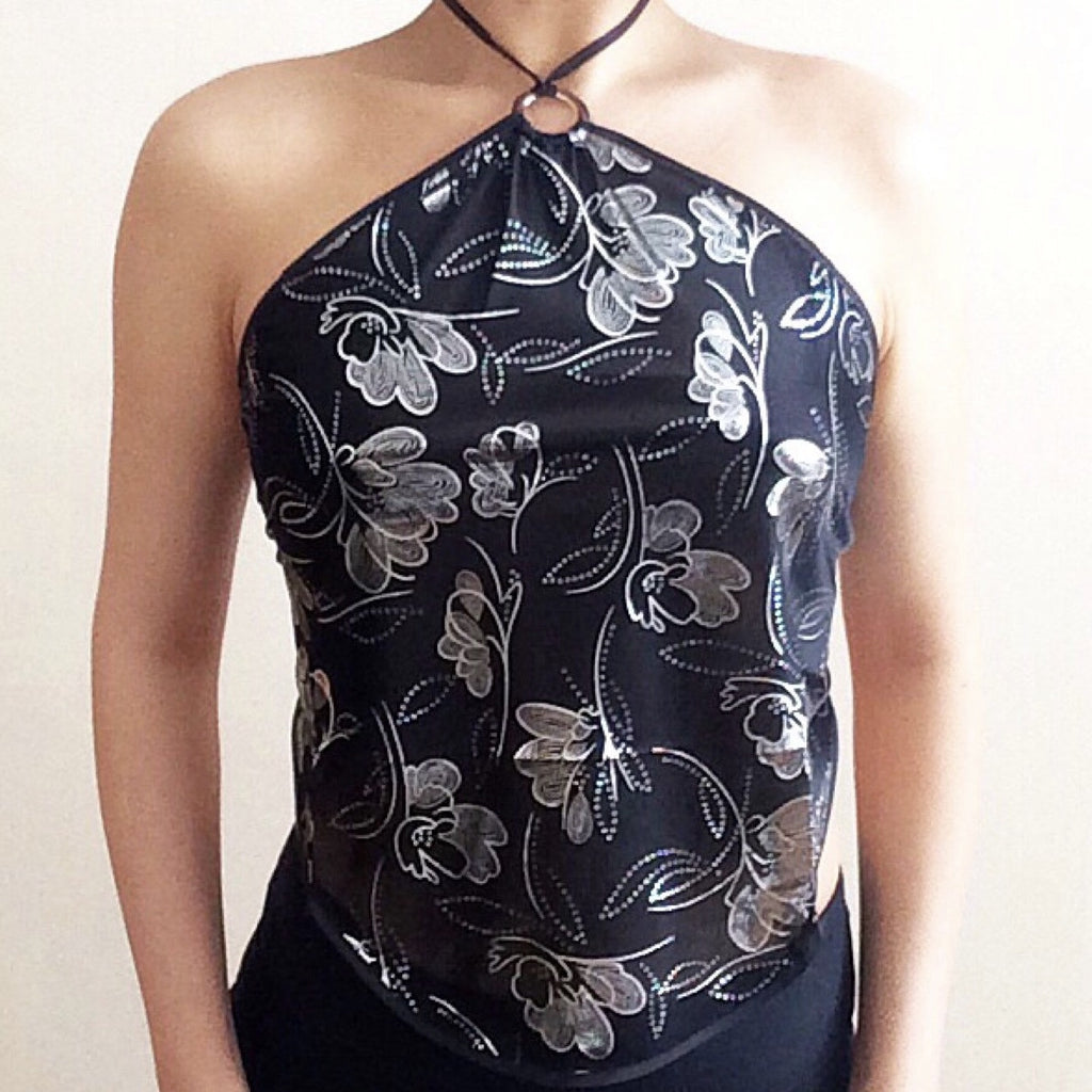 METALLIC FLORAL PATTERN TOP