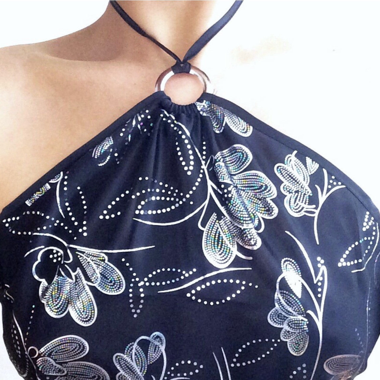 METALLIC FLORAL PATTERN TOP