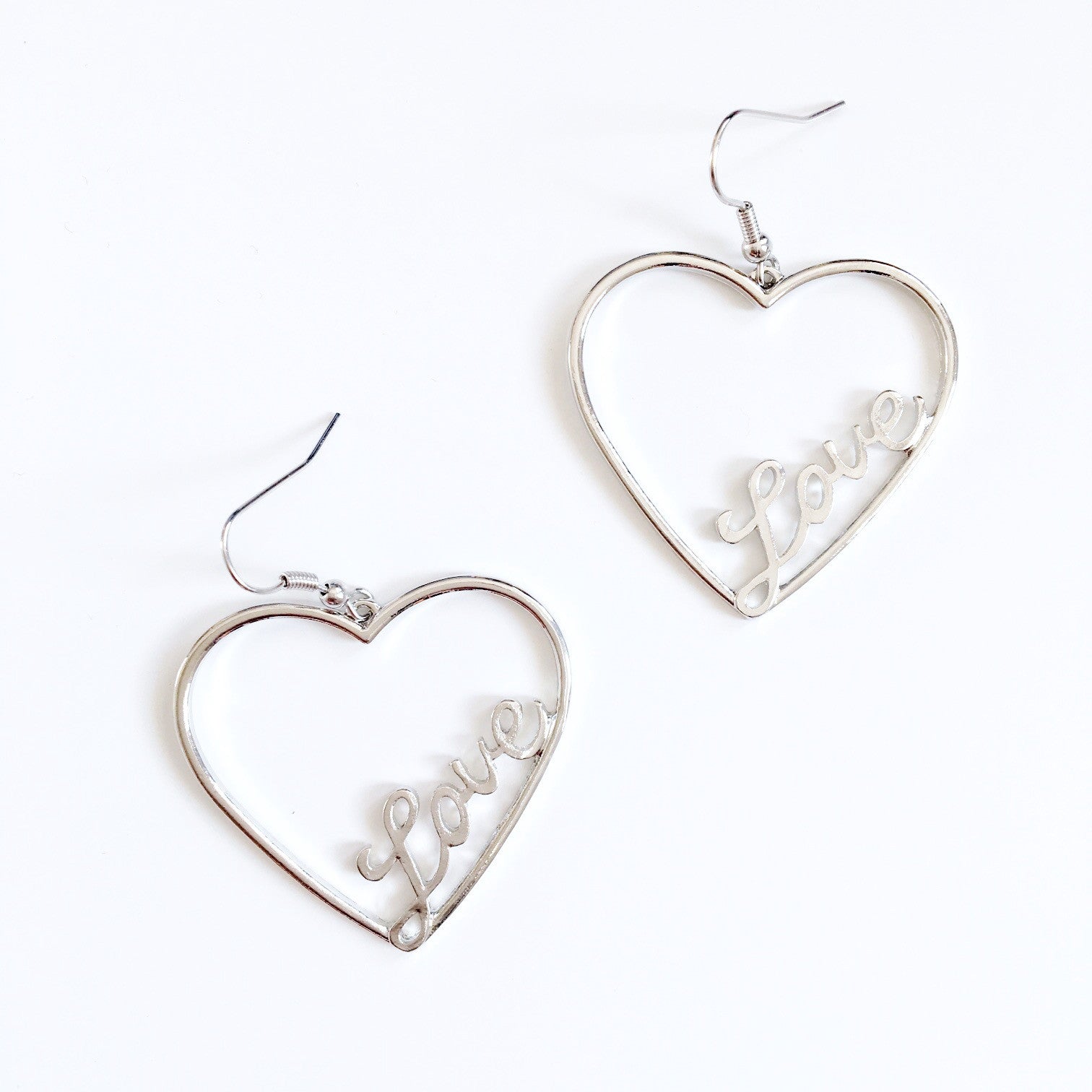 LETTER LOVE HEART PENDANT EARRINGS