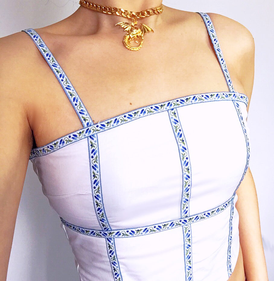 BOHO TRIBAL ORIENTAL COTTON BACKLESS VEST CROP TOP