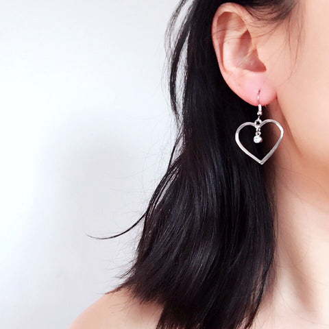 DIAMANTÉ HEART PENDANT EARRINGS
